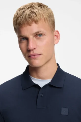 Stretch-cotton slim-fit polo shirt with logo patch