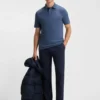 Stretch-cotton slim-fit polo shirt with logo patch