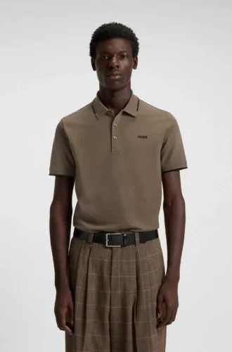 Stretch-cotton slim-fit polo shirt with printed logo