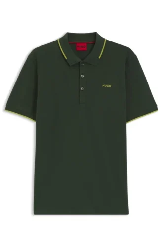 Stretch-cotton slim-fit polo shirt with printed logo