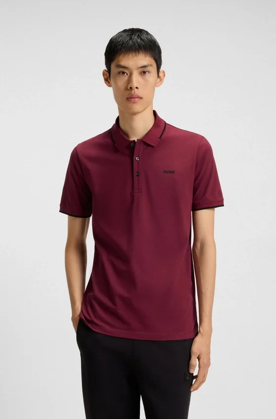 Stretch-cotton slim-fit polo shirt with printed logo Stretch-cotton slim-fit polo shirt with printed logo