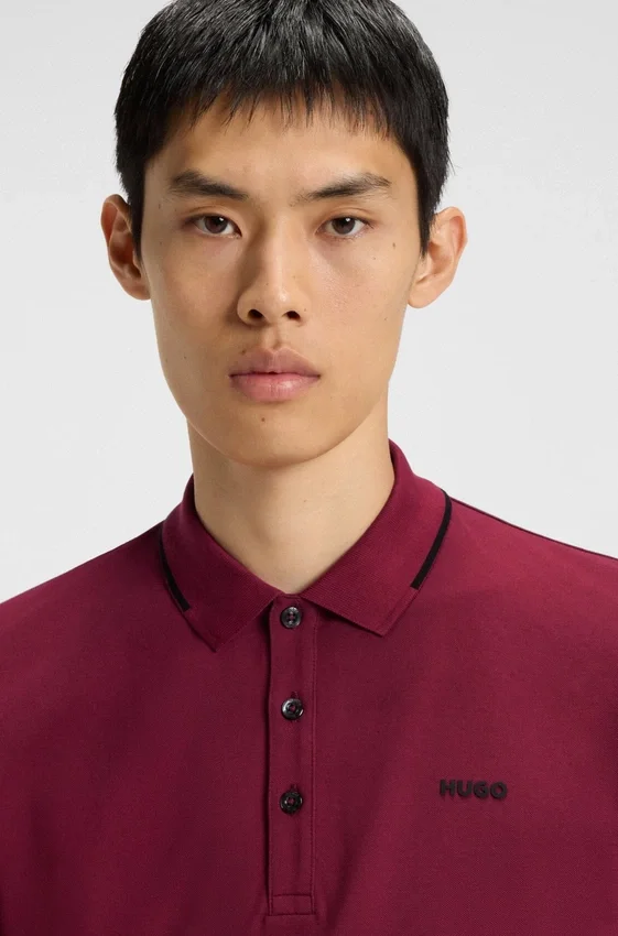 Stretch-cotton slim-fit polo shirt with printed logo Stretch-cotton slim-fit polo shirt with printed logo