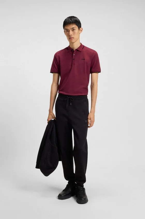 Stretch-cotton slim-fit polo shirt with printed logo Stretch-cotton slim-fit polo shirt with printed logo