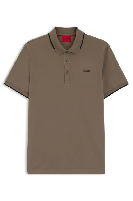 Stretch-cotton slim-fit polo shirt with printed logo Stretch-cotton slim-fit polo shirt with printed logo
