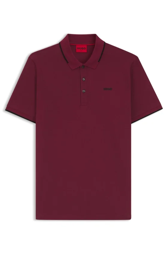 Stretch-cotton slim-fit polo shirt with printed logo Stretch-cotton slim-fit polo shirt with printed logo