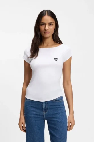 Stretch-cotton slim-fit T-shirt with artwork
