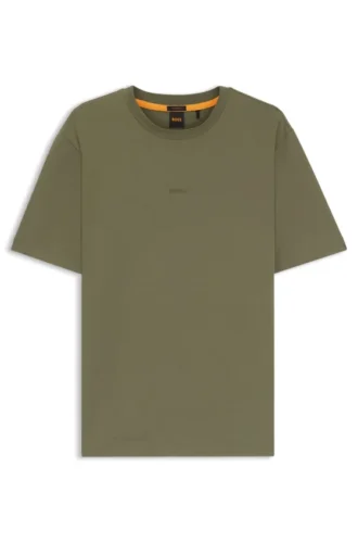 Stretch-cotton T-shirt with contrast logo