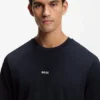 Stretch-cotton T-shirt with contrast logo
