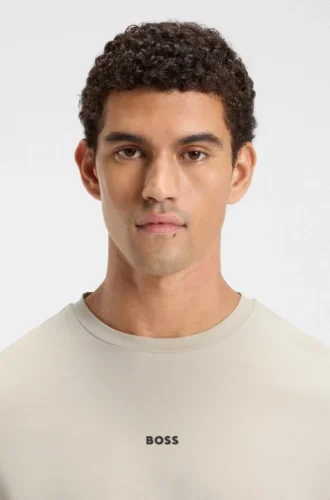 Stretch-cotton T-shirt with contrast logo