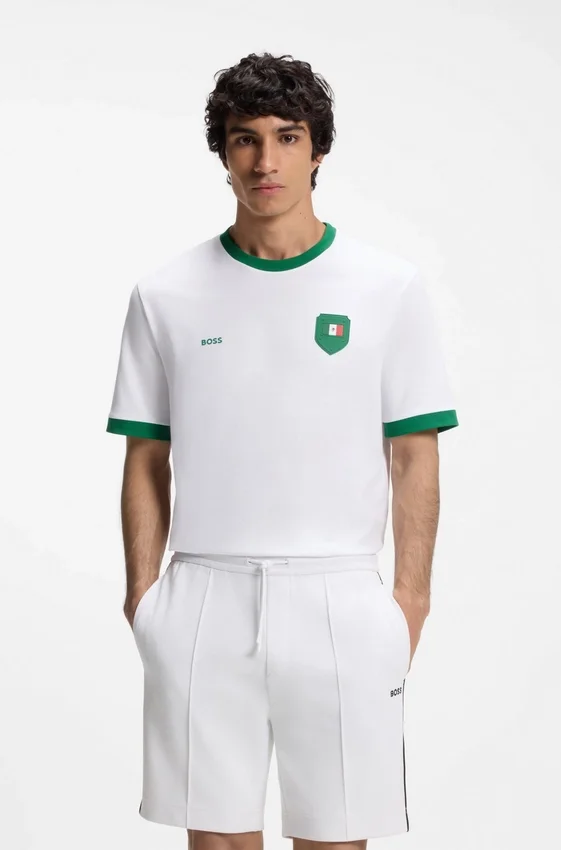 Stretch-cotton T-shirt with country flag and logo Stretch-cotton T-shirt with country flag and logo