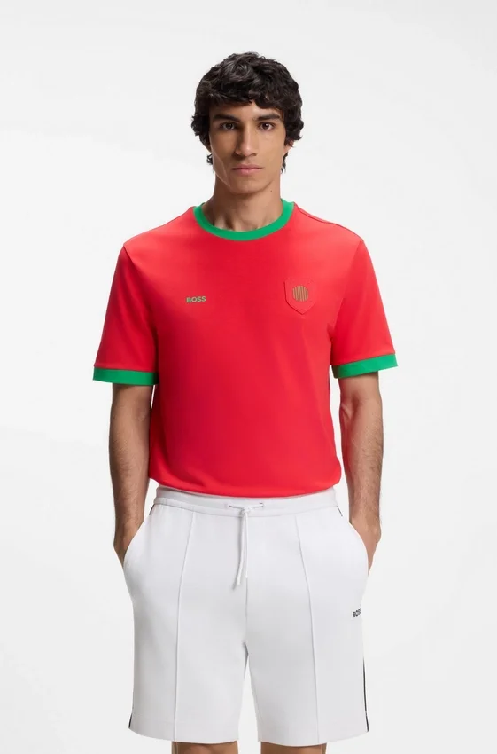 Stretch-cotton T-shirt with country flag and logo Stretch-cotton T-shirt with country flag and logo