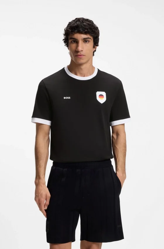 Stretch-cotton T-shirt with country flag and logo Stretch-cotton T-shirt with country flag and logo