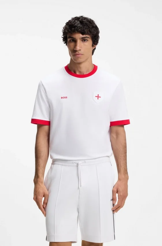 Stretch-cotton T-shirt with country flag and logo Stretch-cotton T-shirt with country flag and logo