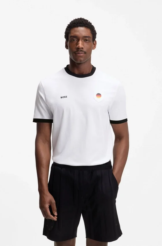Stretch-cotton T-shirt with country flag and logo Stretch-cotton T-shirt with country flag and logo