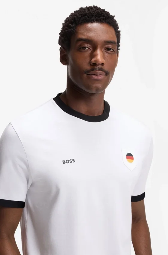 Stretch-cotton T-shirt with country flag and logo Stretch-cotton T-shirt with country flag and logo