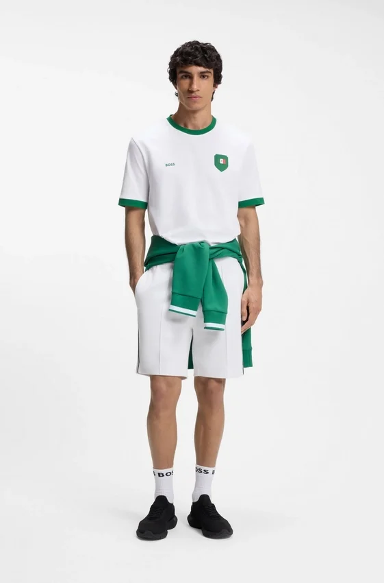 Stretch-cotton T-shirt with country flag and logo Stretch-cotton T-shirt with country flag and logo