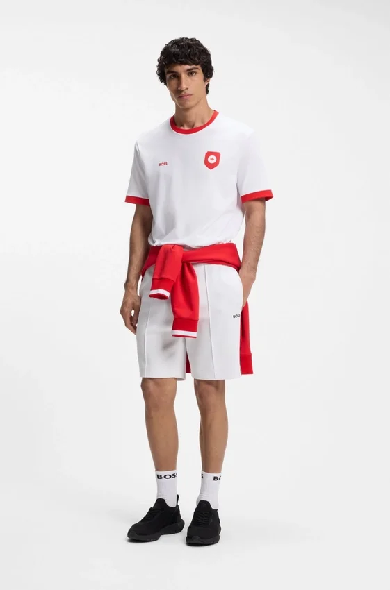 Stretch-cotton T-shirt with country flag and logo Stretch-cotton T-shirt with country flag and logo