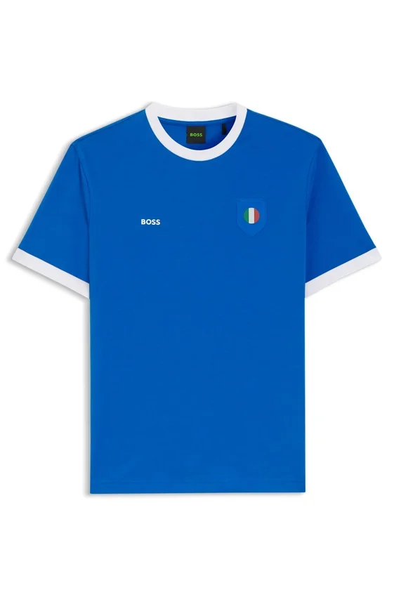 Stretch-cotton T-shirt with country flag and logo Stretch-cotton T-shirt with country flag and logo