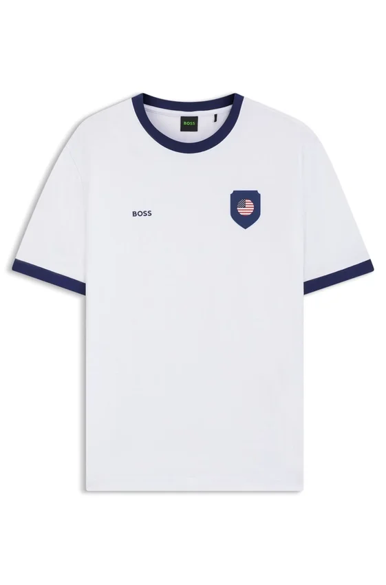 Stretch-cotton T-shirt with country flag and logo Stretch-cotton T-shirt with country flag and logo