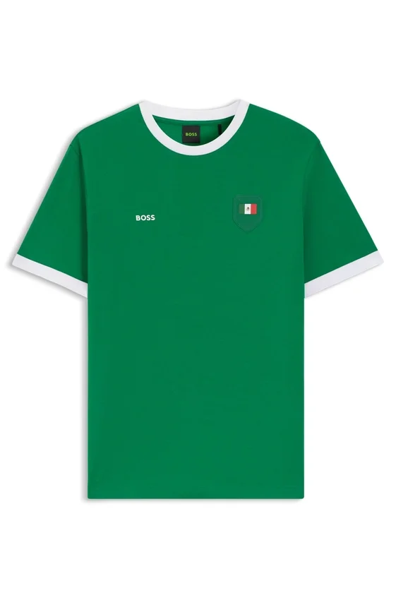 Stretch-cotton T-shirt with country flag and logo Stretch-cotton T-shirt with country flag and logo