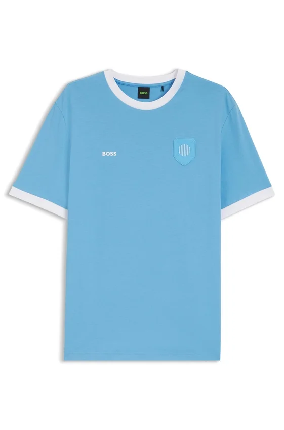 Stretch-cotton T-shirt with country flag and logo Stretch-cotton T-shirt with country flag and logo