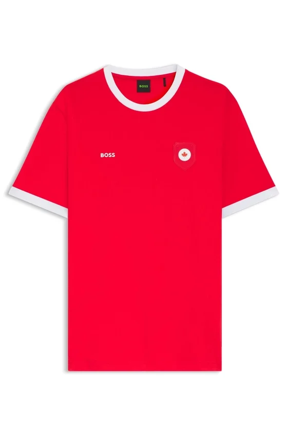 Stretch-cotton T-shirt with country flag and logo Stretch-cotton T-shirt with country flag and logo