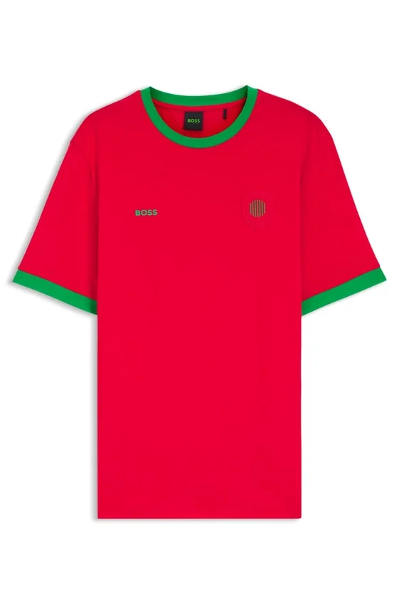 Stretch-cotton T-shirt with country flag and logo Stretch-cotton T-shirt with country flag and logo