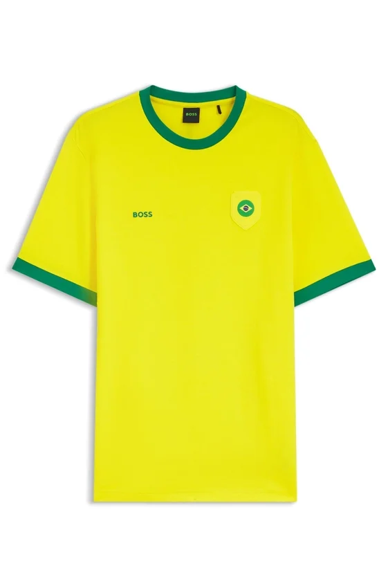 Stretch-cotton T-shirt with country flag and logo Stretch-cotton T-shirt with country flag and logo