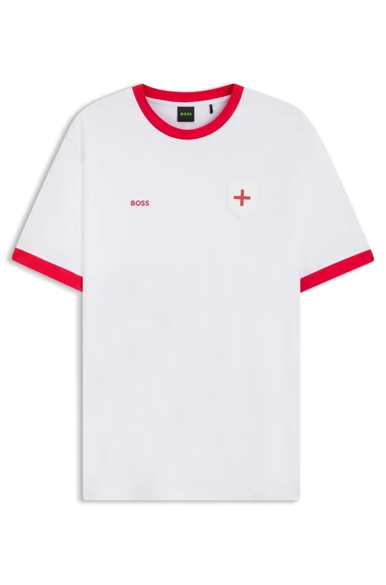 Stretch-cotton T-shirt with country flag and logo Stretch-cotton T-shirt with country flag and logo