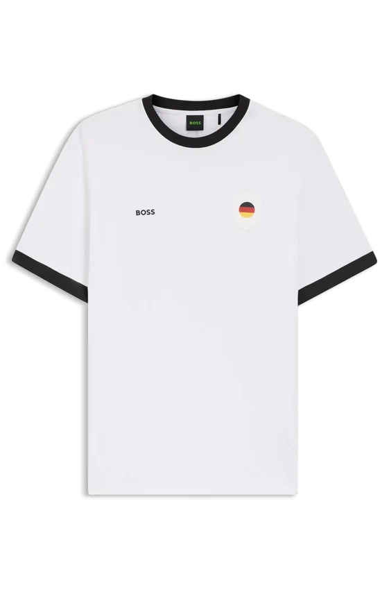 Stretch-cotton T-shirt with country flag and logo Stretch-cotton T-shirt with country flag and logo