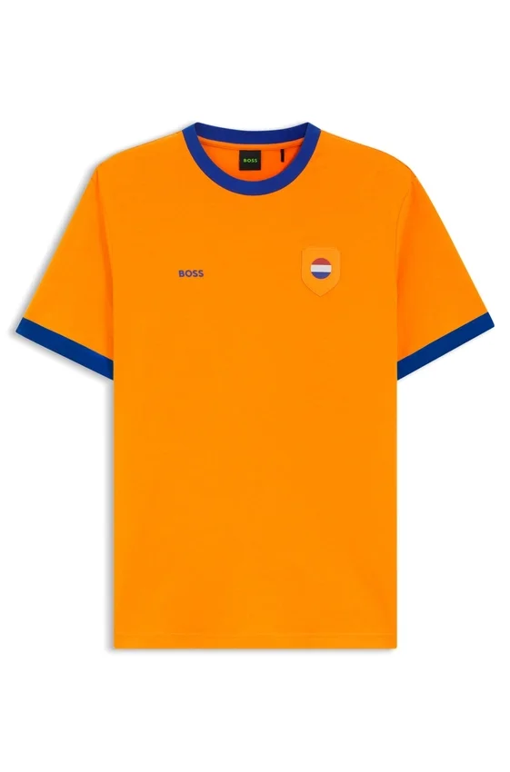 Stretch-cotton T-shirt with country flag and logo Stretch-cotton T-shirt with country flag and logo