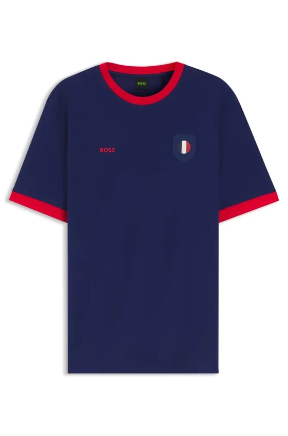 Stretch-cotton T-shirt with country flag and logo Stretch-cotton T-shirt with country flag and logo