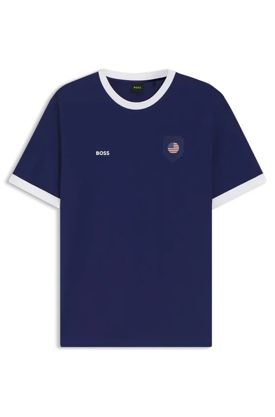 Stretch-cotton T-shirt with country flag and logo Stretch-cotton T-shirt with country flag and logo