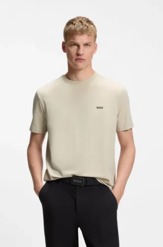 Stretch-cotton T-shirt with logo detail