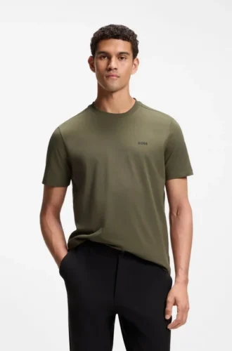 Stretch-cotton T-shirt with logo detail