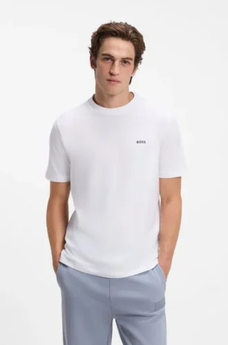 Stretch-cotton T-shirt with logo detail