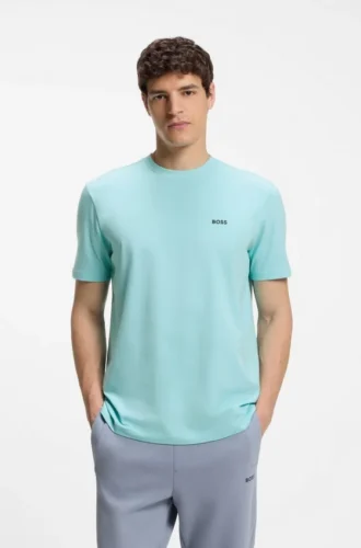 Stretch-cotton T-shirt with logo detail