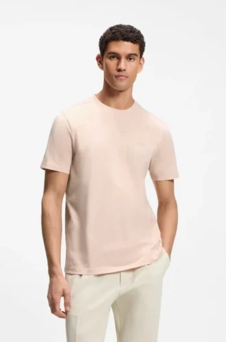 Stretch-cotton T-shirt with logo detail