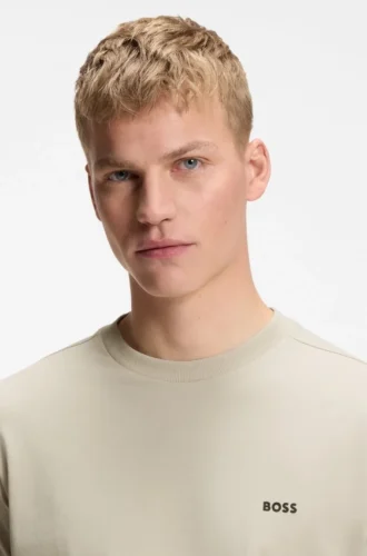 Stretch-cotton T-shirt with logo detail