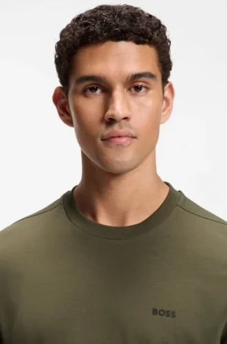 Stretch-cotton T-shirt with logo detail