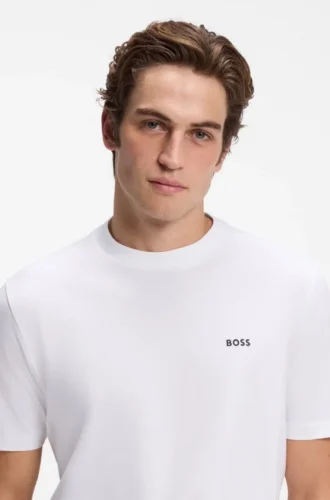 Stretch-cotton T-shirt with logo detail