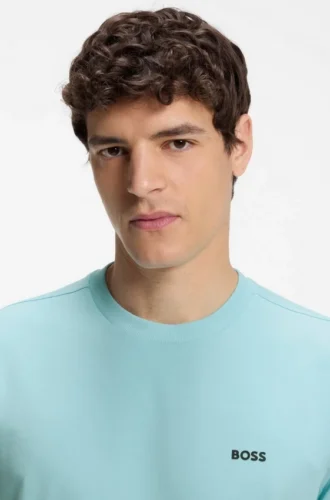 Stretch-cotton T-shirt with logo detail