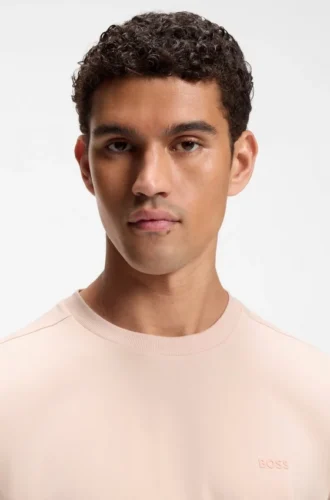 Stretch-cotton T-shirt with logo detail