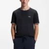 Stretch-cotton T-shirt with stripes and logo