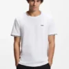 Stretch-cotton T-shirt with stripes and logo