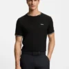 Stretch-cotton T-shirt with stripes and logo