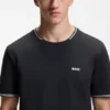 Stretch-cotton T-shirt with stripes and logo