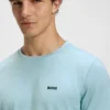 Stretch-cotton T-shirt with stripes and logo