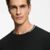 Stretch-cotton T-shirt with stripes and logo