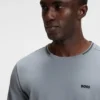 Stretch-cotton T-shirt with stripes and logo